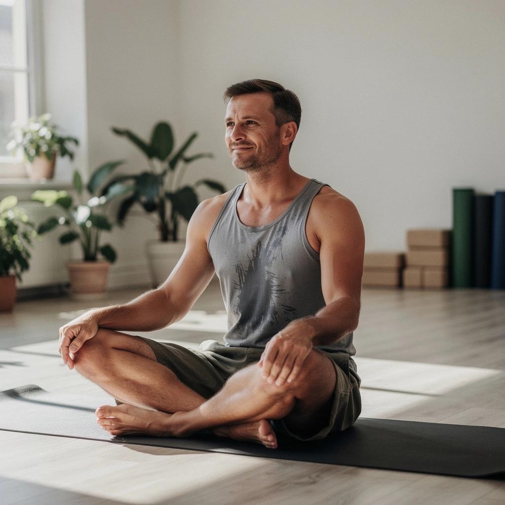 Praticante di yoga che esegue una posizione di Vinyasa in un ambiente sereno.