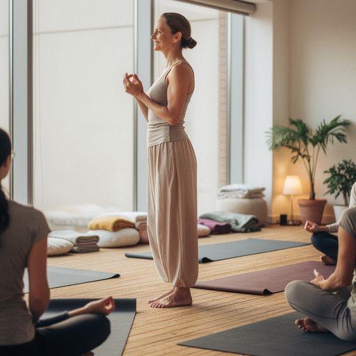 Dettaglio di mani che si uniscono in un gesto di meditazione, circondate da candele.